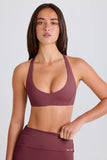 Crossback V Neck Sports Bra in Acai