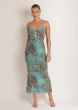 Abstract Leopard Maxi Dress Brown Sage Animal