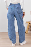 Olivia Navy Pinstripe Barrel Jeans SALE