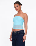 HARRIETT TUBE TOP BLUE ICE BLUE BRIGHT BLUE