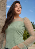 Dot Mesh Top Iceberg Green