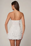 Embellished Bandeau A line Mini Dress in White