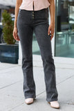 My Favorite Acid Wash Black Button Up Flare Jeans