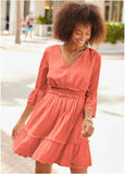 Ruffle Tiered Mini Dress Burnt Orange