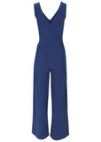 Relaxed V Neck Jumpsuit Dark Blue
