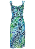 Ruffle Detail Midi Dress Ombre Block Leaves