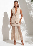 On My Mind Lace Maxi Skirt Beige