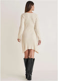 Tie Detail Mini Sweater Dress Off White
