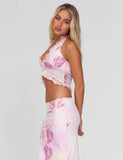 DALILA TOP GRUNGE FLORAL MAGENTA