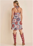 Linen Halter Dress Heritage Bandana Medley