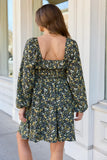 Sophia Black Floral Smocked Top Dress