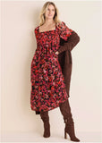 Smocked Midi Dress Autumn Petals