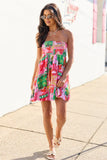 Calloway Multi Tropical Print Strapless Dress