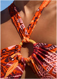 Bamboo Ring Bikini Top Parrot Palm