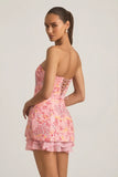 Embellished Strapless Corset Mini Dress in Pink