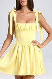 Draped Corset Mini Dress in Lemon Sherbet