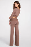 Modal Low Rise Straight Leg Trousers in Mocha