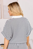 Move With Purpose White And Black Knit Striped Cropped Shirt