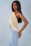 Halterneck Open Front Top in Butter Yellow
