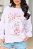 Coffee Club Purple Graphic Sweatshirt