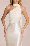 Scarf Detail Midaxi Dress in Pearl