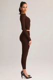Modal Mid Rise Cropped Leggings in Chocolate Brown
