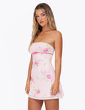 CARSYN MINI DRESS PINK FLORAL WATER COLOUR FLORAL