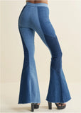 Color Block Flare Jeans Denim Multi