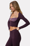 Soft Active Twist Front Crop Top in Plum
