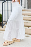 Giselle White Smocked Waist Maxi Skirt