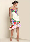 Ruffle Trim Detail Dress White Multi