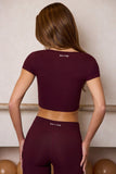 Soft Active Sweetheart Neck Crop Top in Burgundy