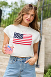 White American Flag Knit Top