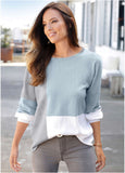 Colorblock Sweater White Blue