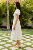 Forget Me Not White Eyelet Short Sleeve Midi Dress