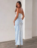 THEO SEQUIN MAXI DRESS SOFT BLUE