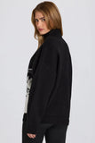 Knit Quarter Zip Turtleneck Oversized Jumper in Black