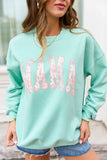 Mama Block Multi Daisy Mint Graphic Sweatshirt