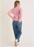 Cable Knit Cut Out Sweater Bleached Mauve