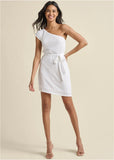 One Shoulder Sequin Dress White