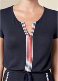 Zip Front Lounge Dress Navy