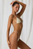 Pearl Detail Triangle Bikini Top in Pearl White