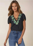 Embroidered Blouse Jet Black