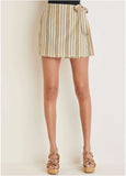 Linen Wrap Skort Tan Combo