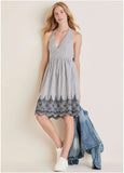 Embroidered Midi Dress Black Ecru