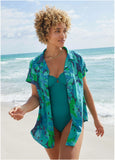Beach Button Down Shirt Desert Floral Blue