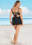 Criss Cross Wrap Top Black Vintage Dot