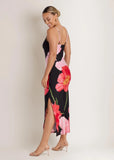 Large Poppies Maxi Dress Black Floral