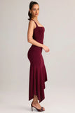 Modal Low Rise Asymmetric Midaxi Skirt in Wine