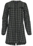 Tweed And Faux Leather Coat Black White